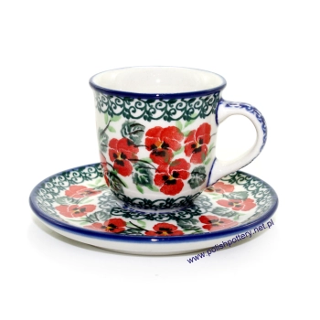 Filiżanka mini espresso 0,06L + spodek dek. 2538X Czerwone Bratki